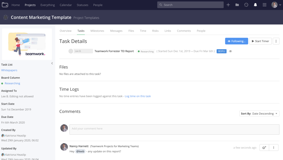 screenshot of Teamwork.com