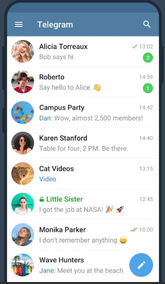 screenshot of Telegram