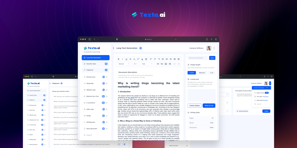 screenshot of Texta.ai