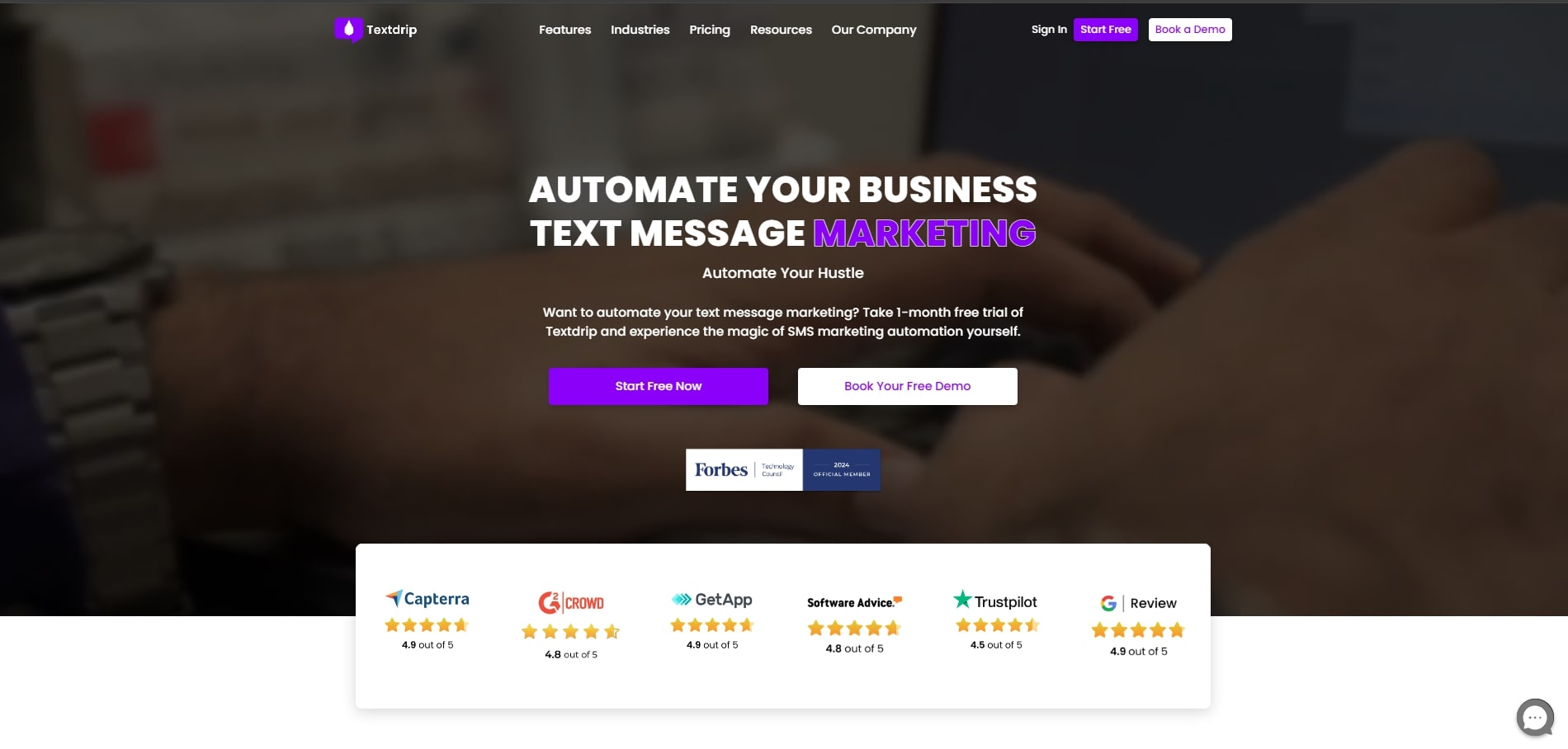 screenshot of Textdrip