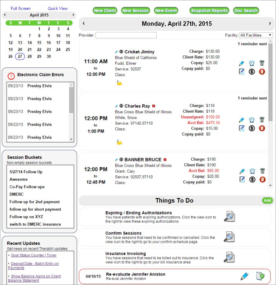 screenshot of Therabill