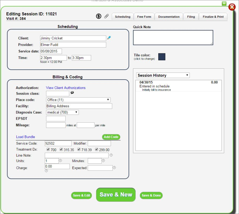 screenshot of Therabill