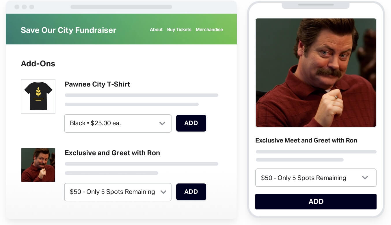screenshot of TicketSpice