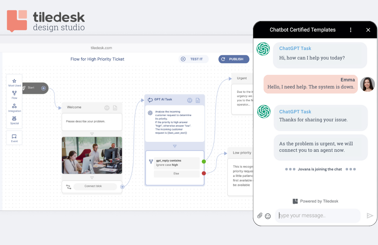 screenshot of Tiledesk