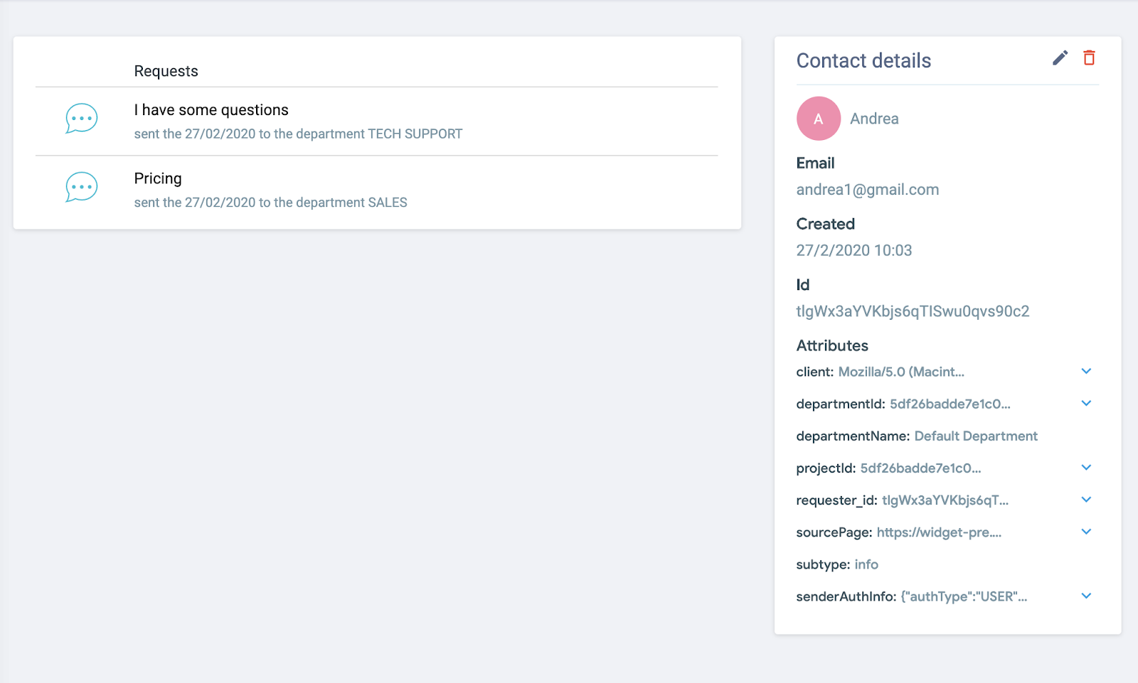 screenshot of Tiledesk