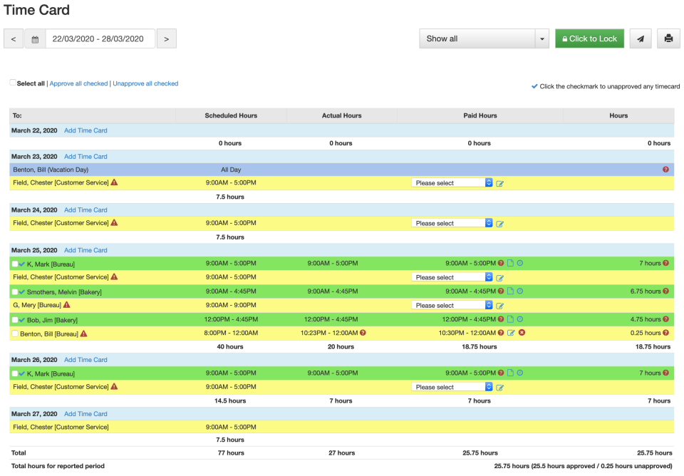 screenshot of TimeWellScheduled