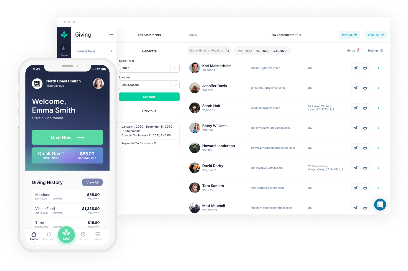 screenshot of Tithe.ly