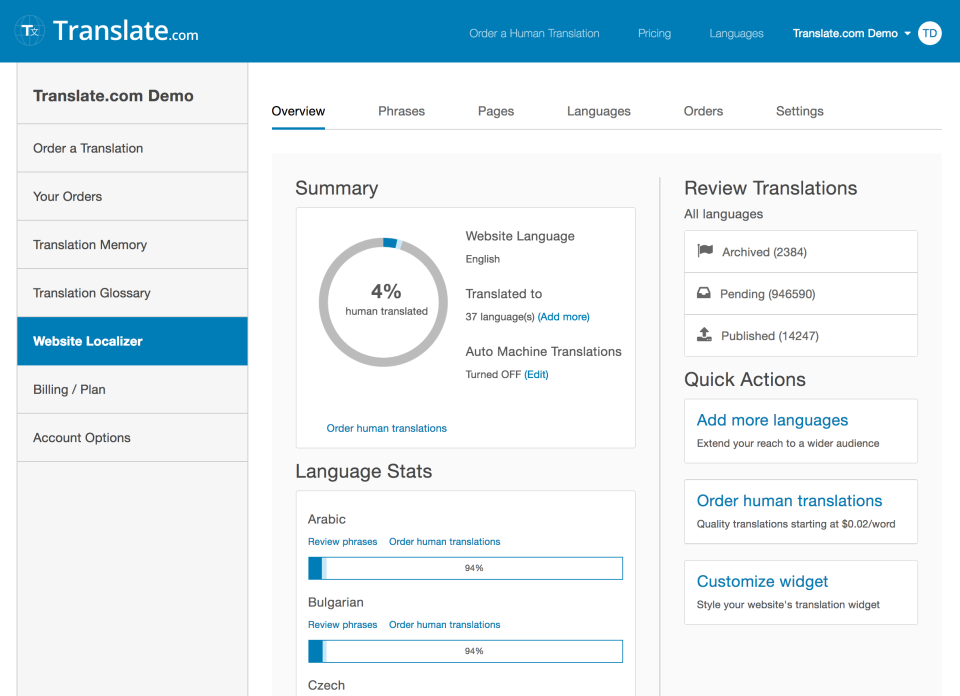 screenshot of Translate