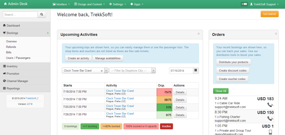 screenshot of TrekkSoft