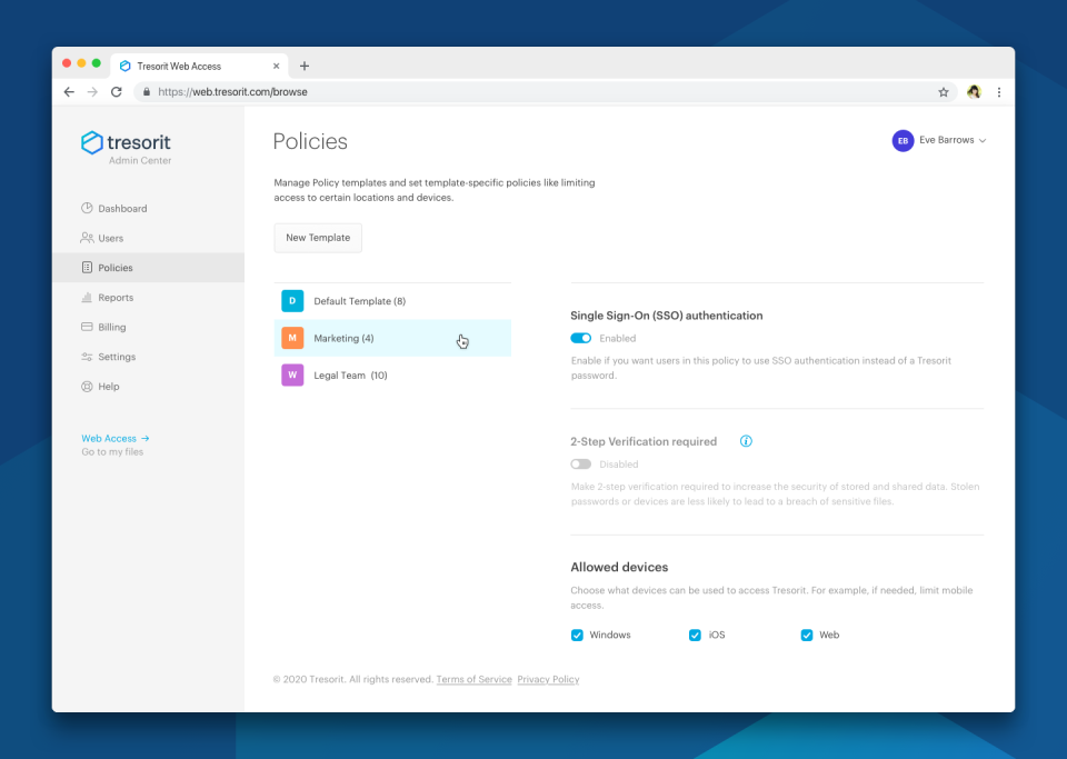 screenshot of Tresorit