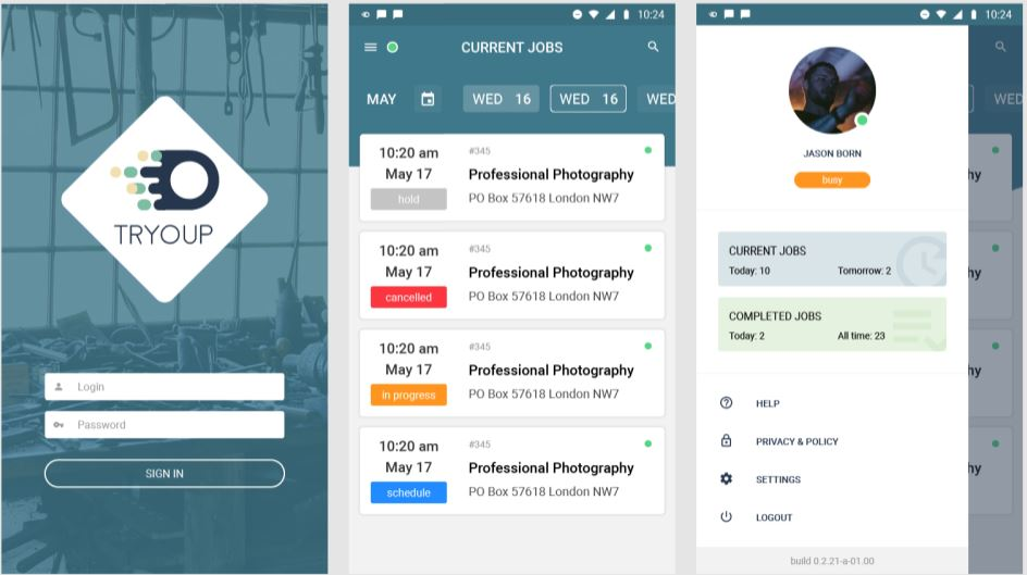 screenshot of Tryoup