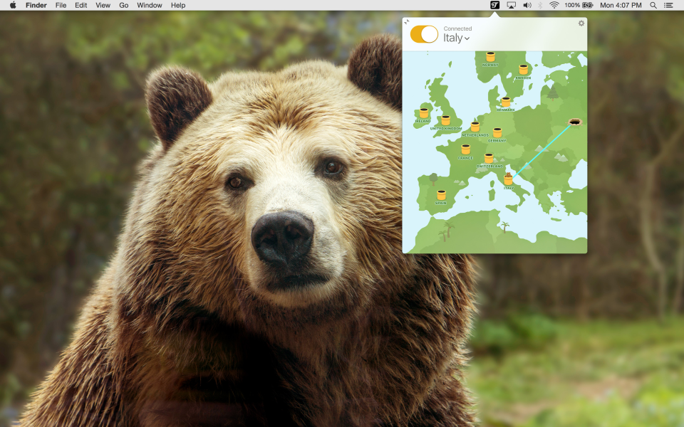 screenshot of TunnelBear