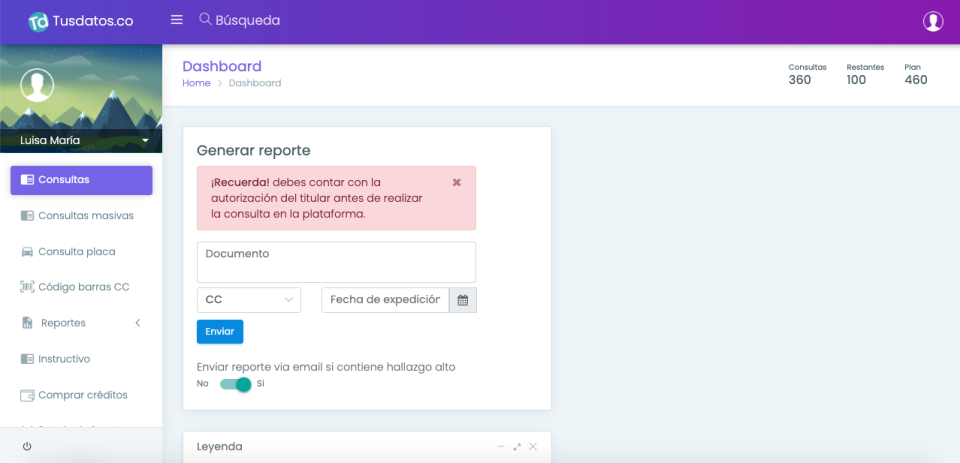 screenshot of Tusdatos.co