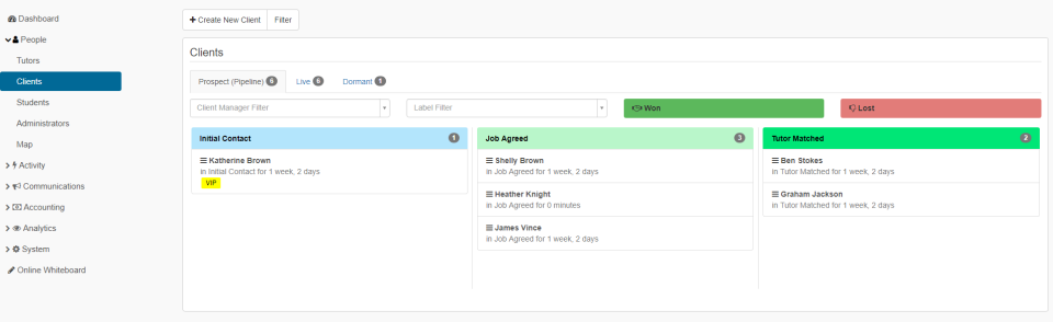 screenshot of TutorCruncher