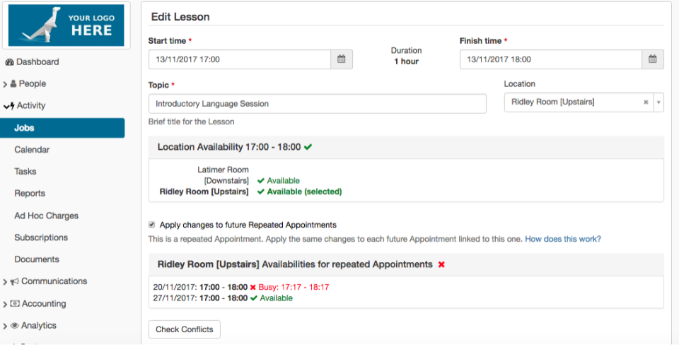 screenshot of TutorCruncher