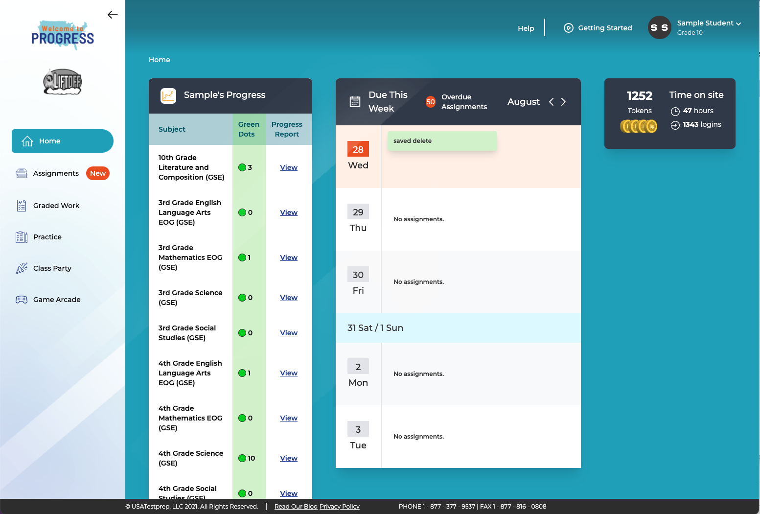 screenshot of USATestprep