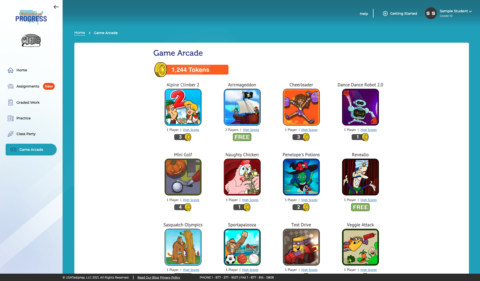 screenshot of USATestprep