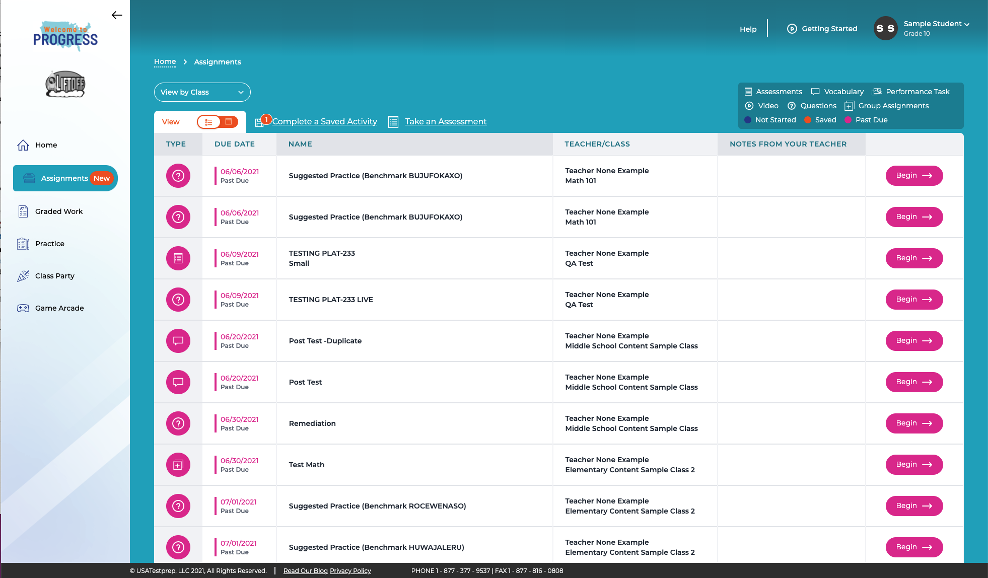 screenshot of USATestprep