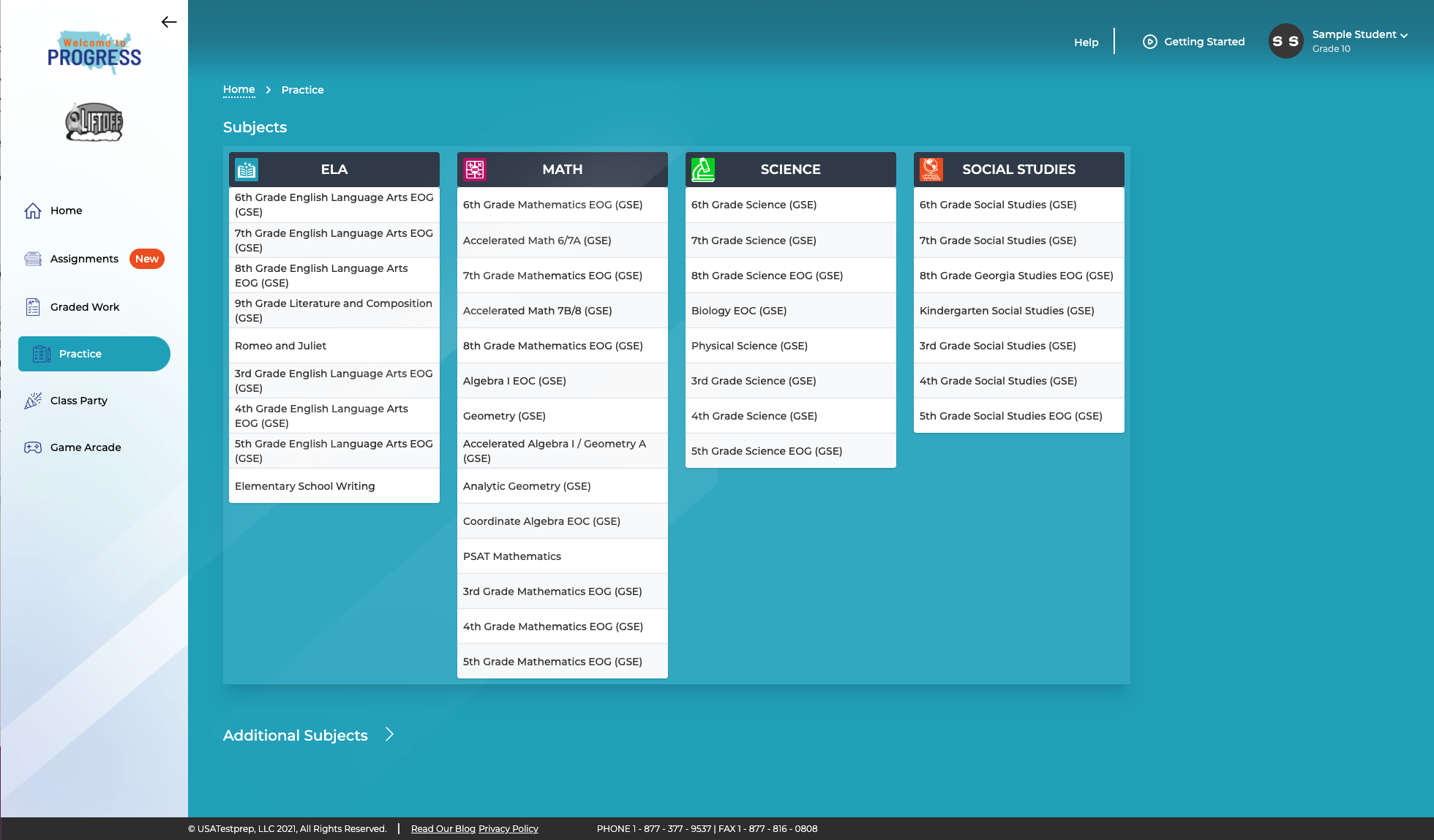 screenshot of USATestprep