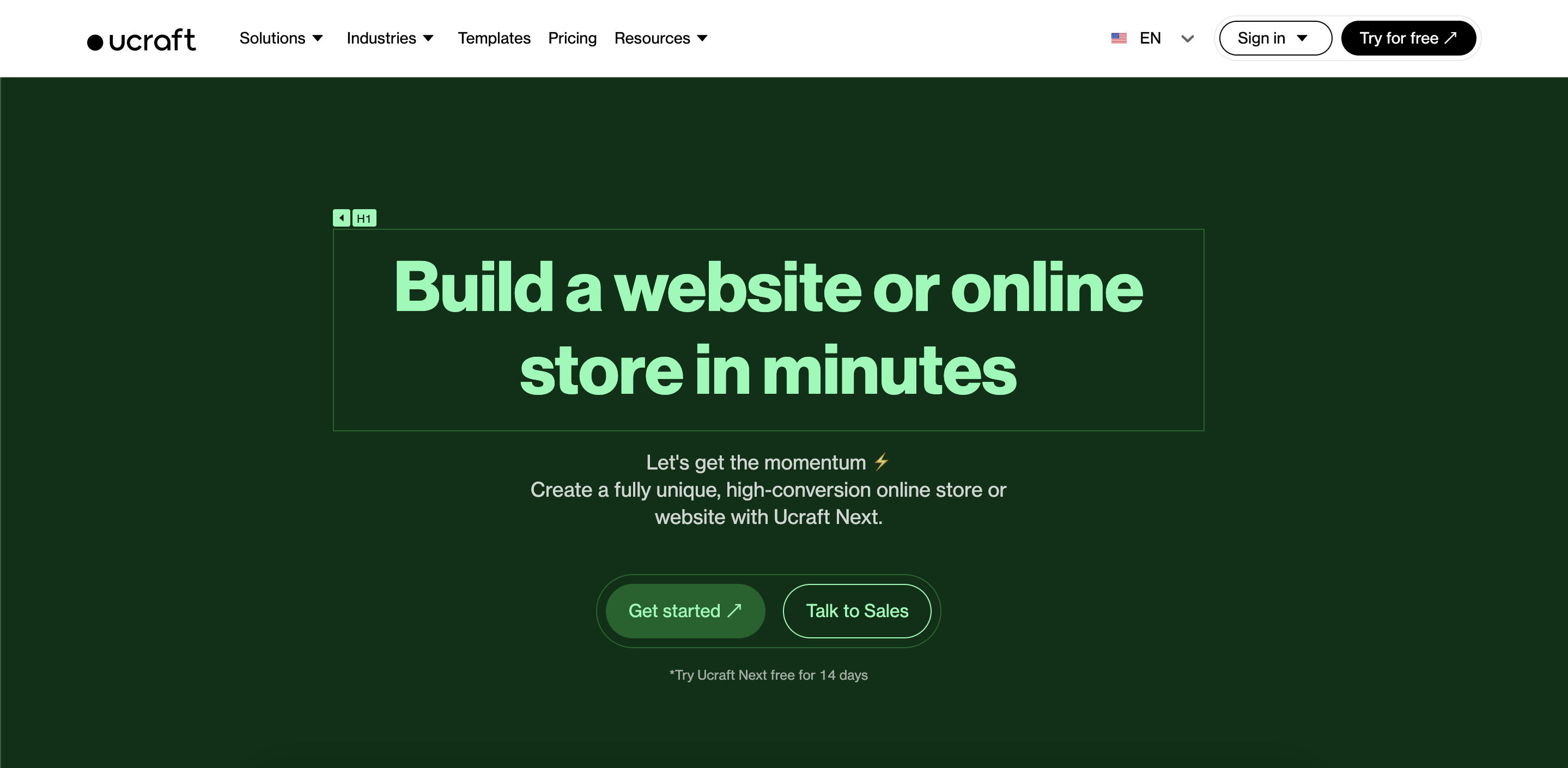 screenshot of Ucraft