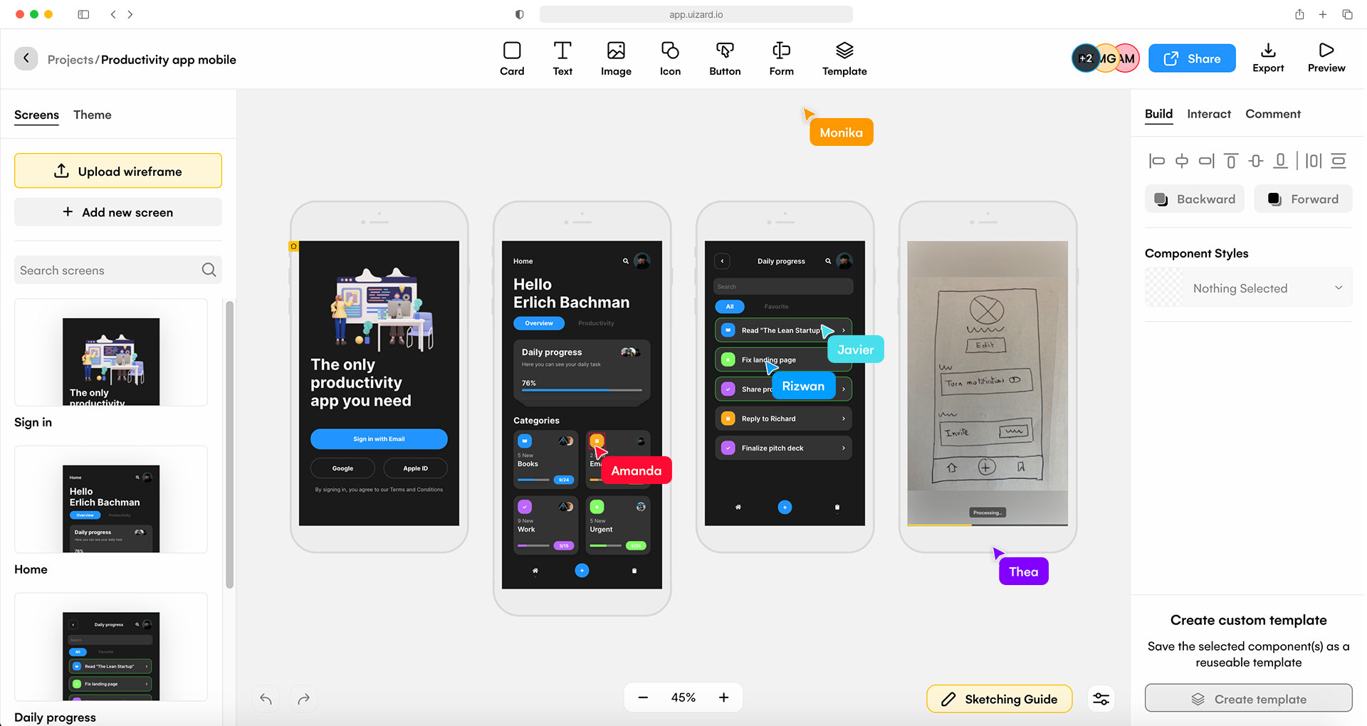 screenshot of Uizard