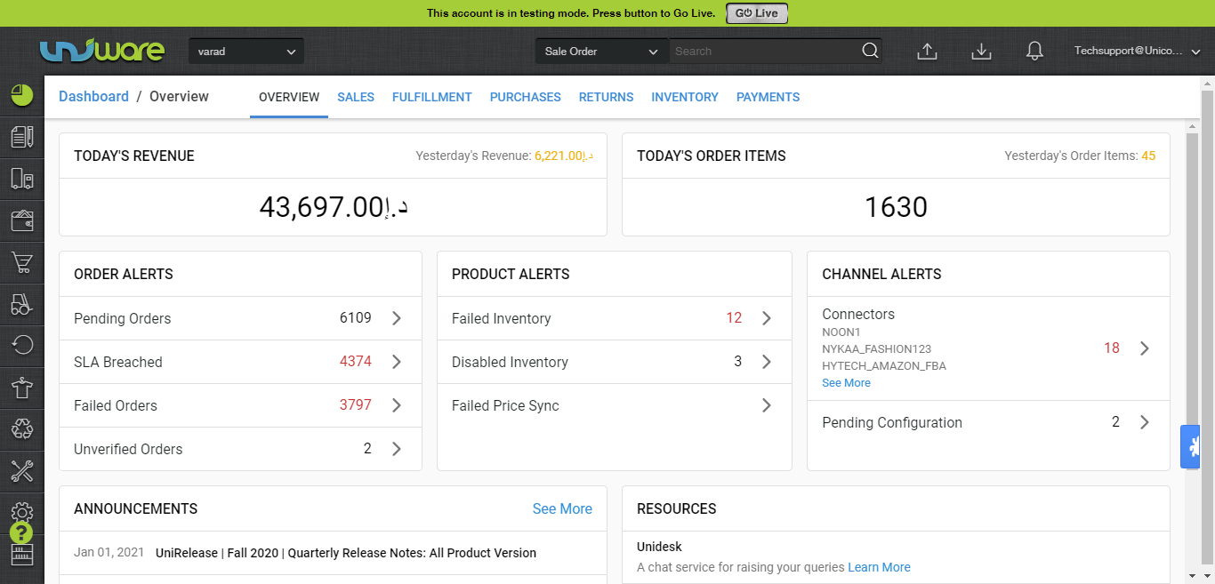 screenshot of Unicommerce