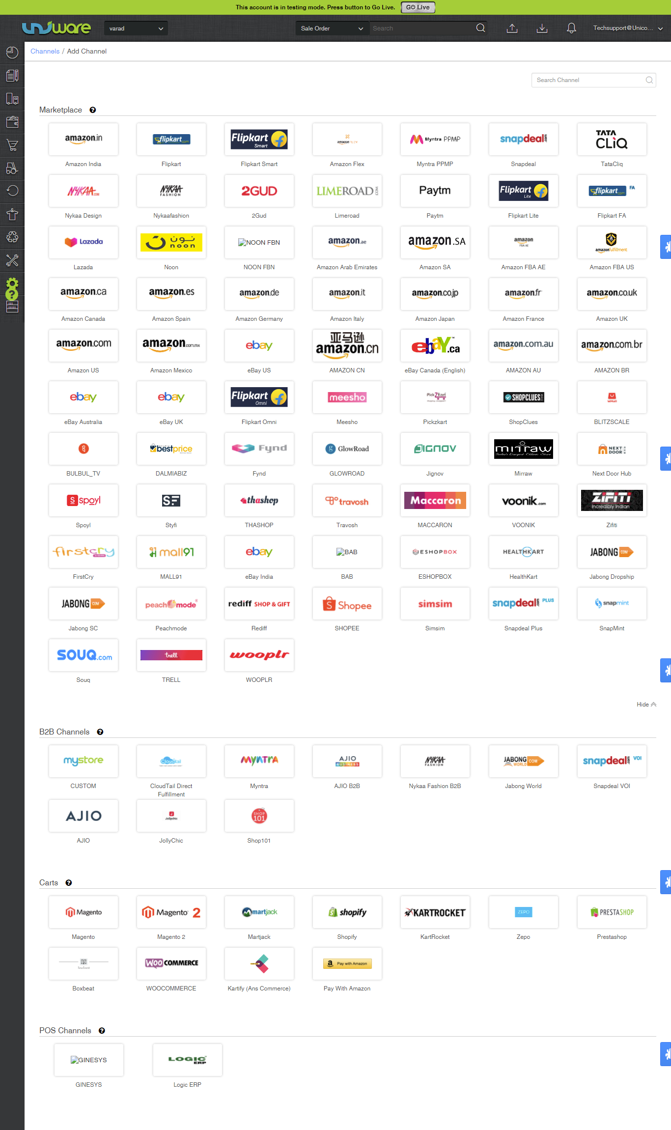 screenshot of Unicommerce