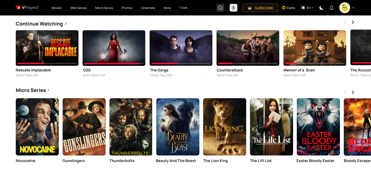 screenshot of VPlayed