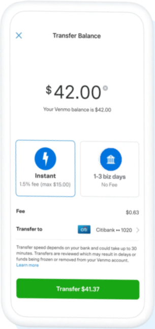 screenshot of Venmo
