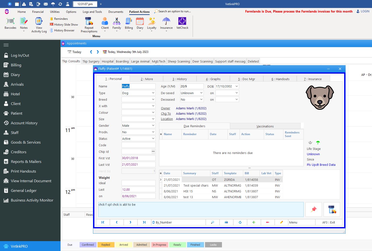 screenshot of VetlinkPRO