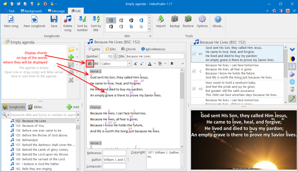 screenshot of VideoPsalm