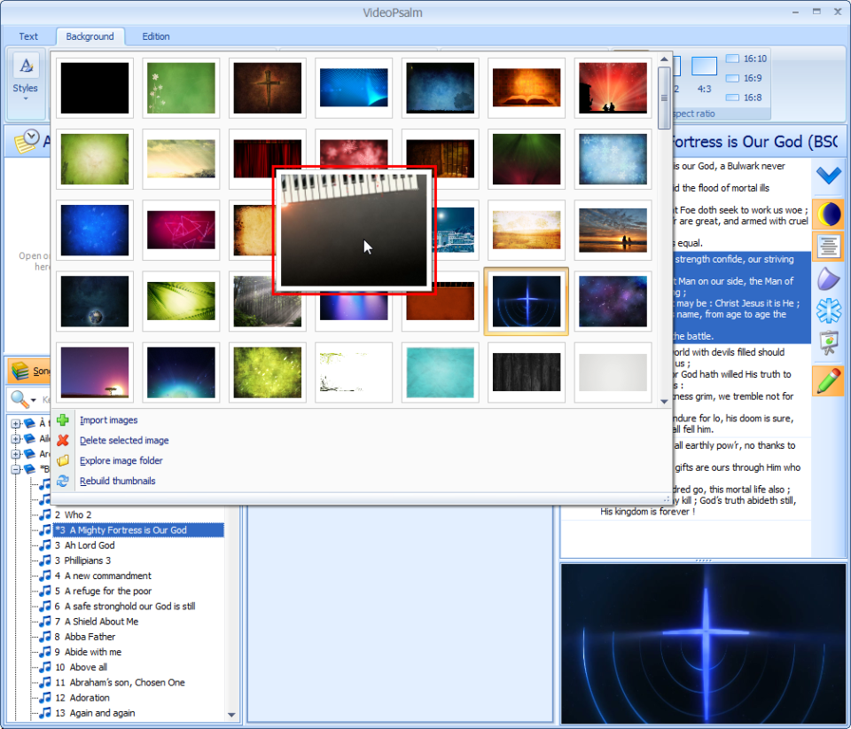 screenshot of VideoPsalm