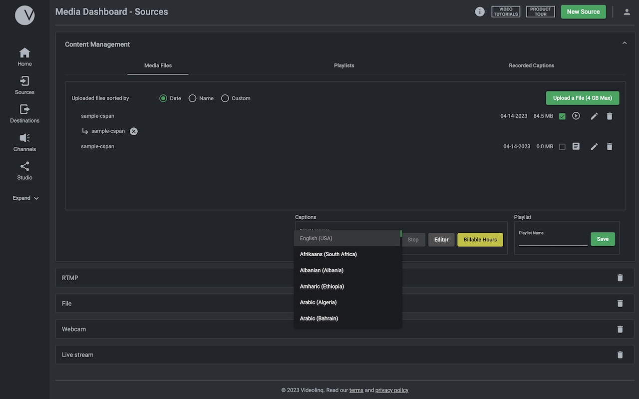 screenshot of Videolinq