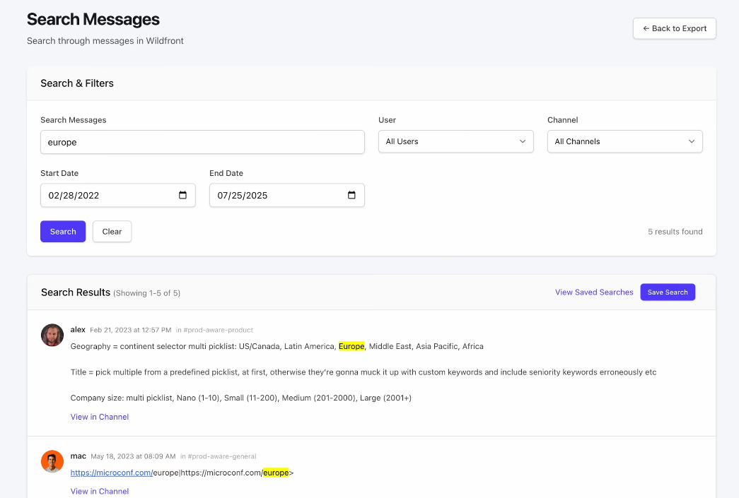screenshot of ViewExport