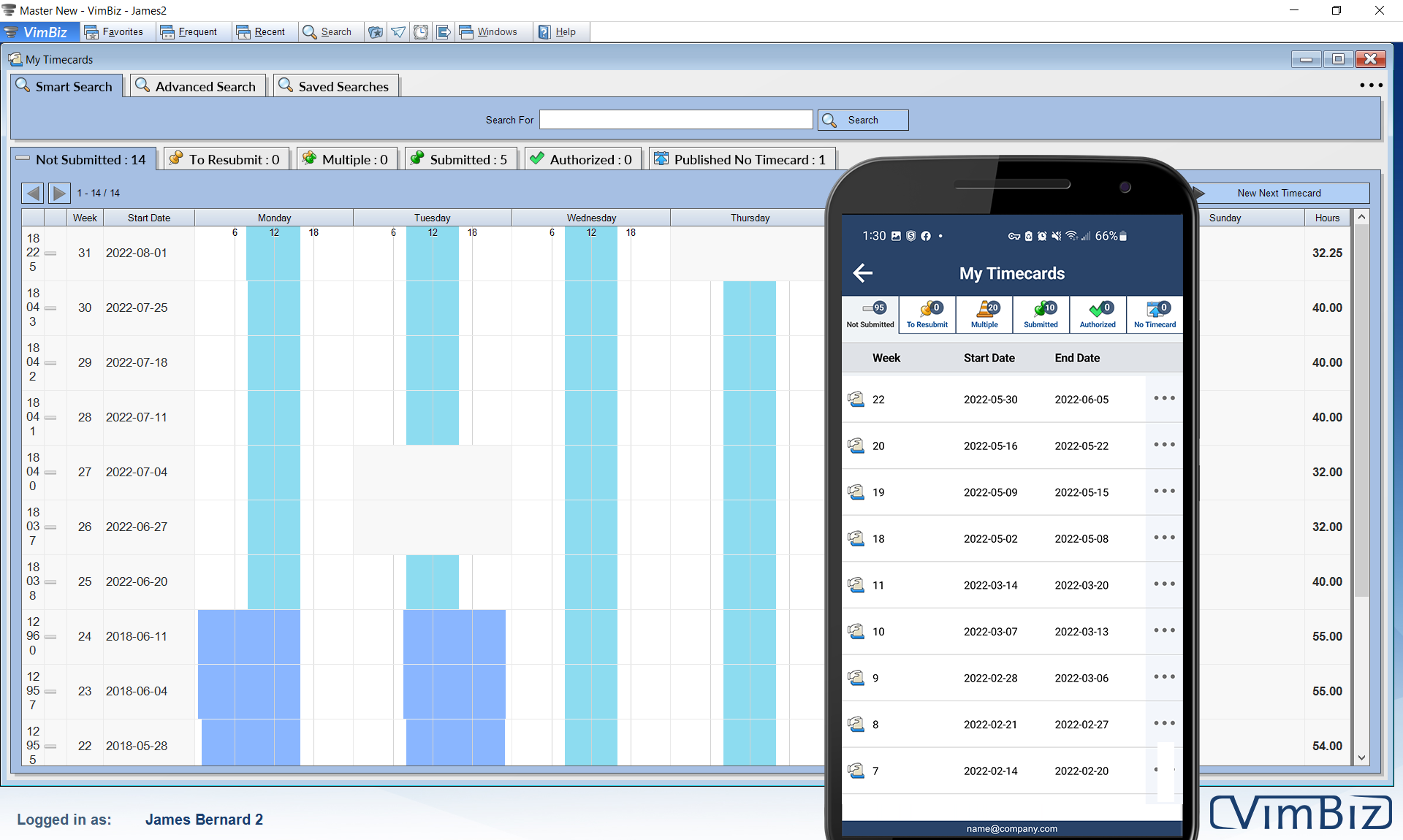 screenshot of VimBiz
