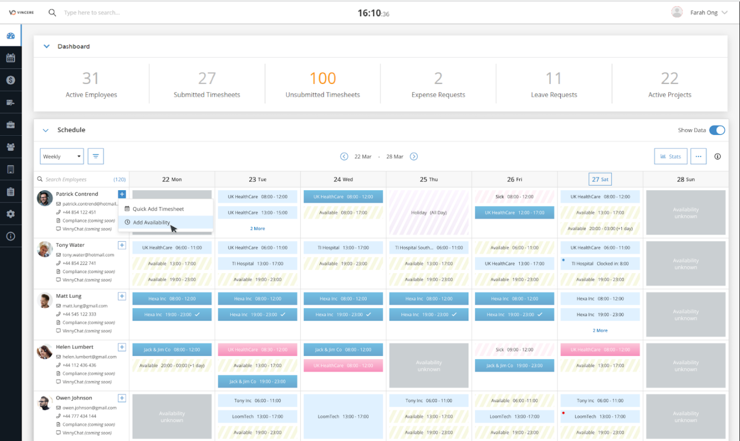 screenshot of Vincere