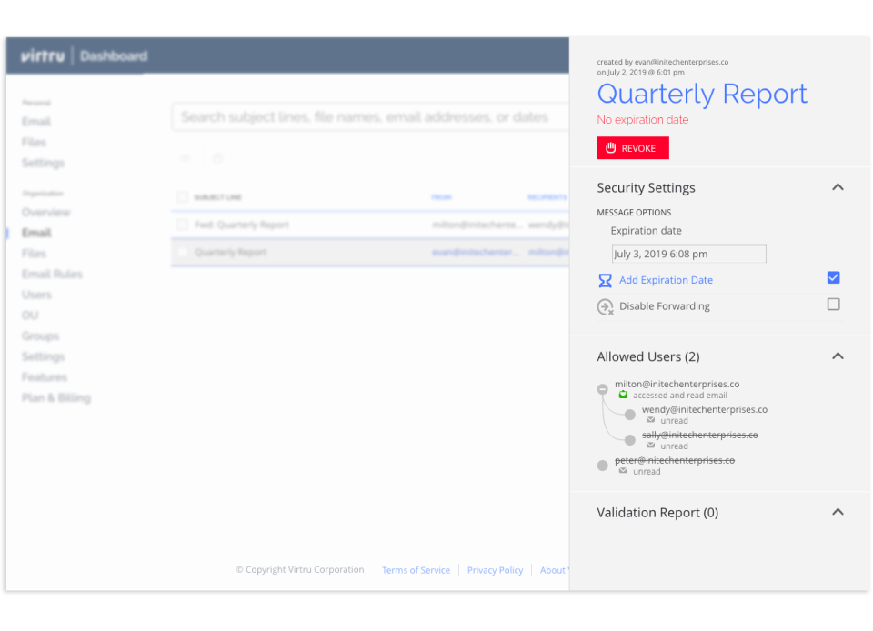 screenshot of Virtru