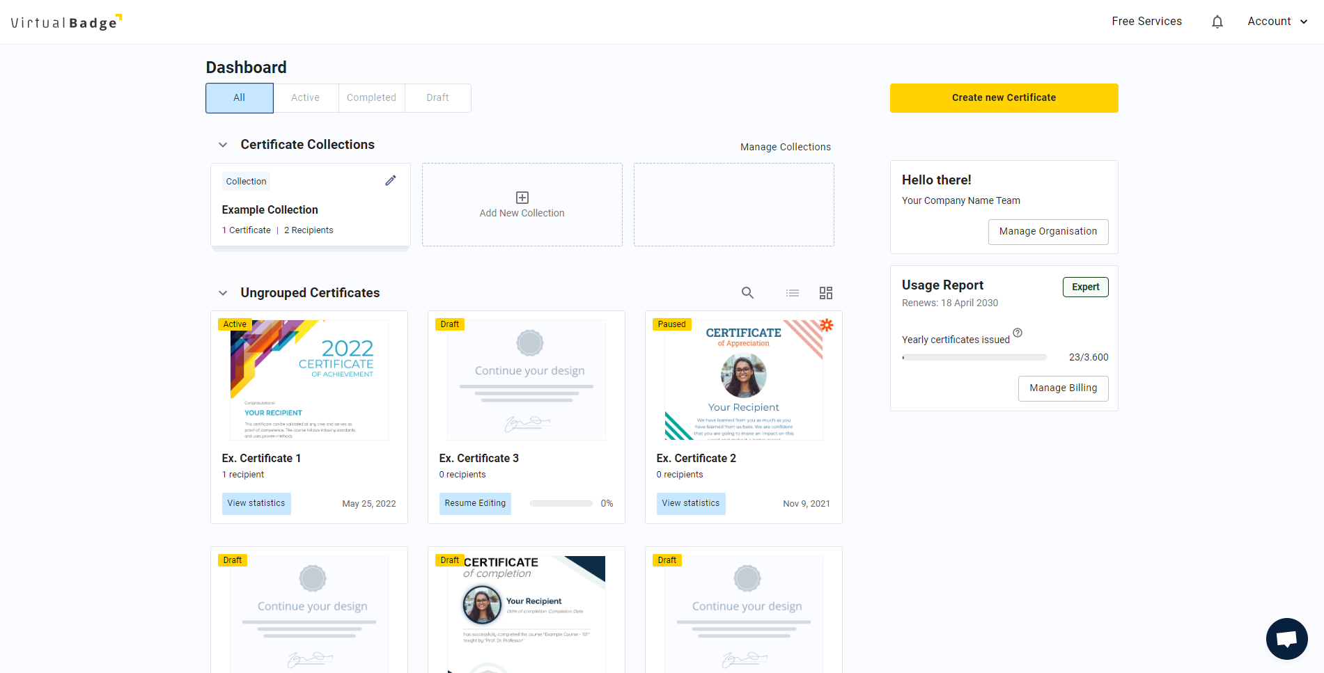 screenshot of Virtualbadge.io
