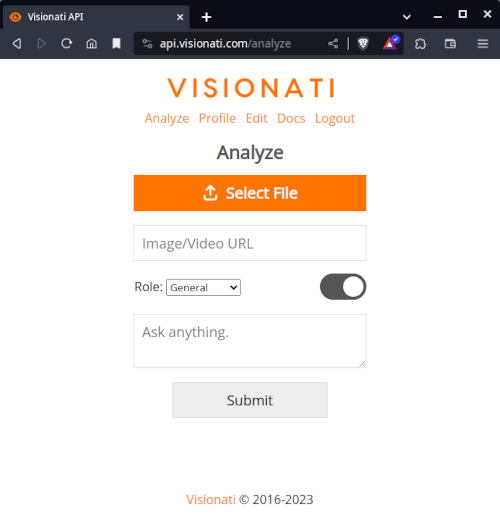screenshot of Visionati