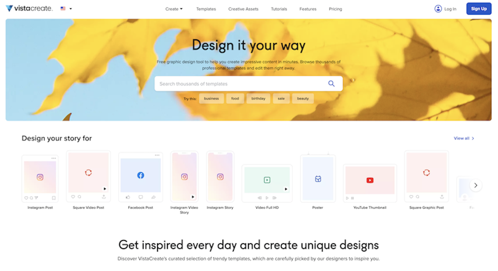 screenshot of VistaCreate