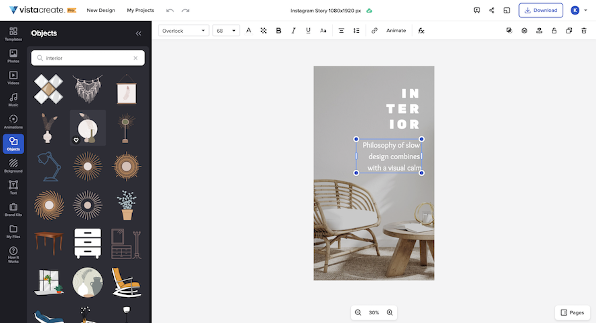 screenshot of VistaCreate