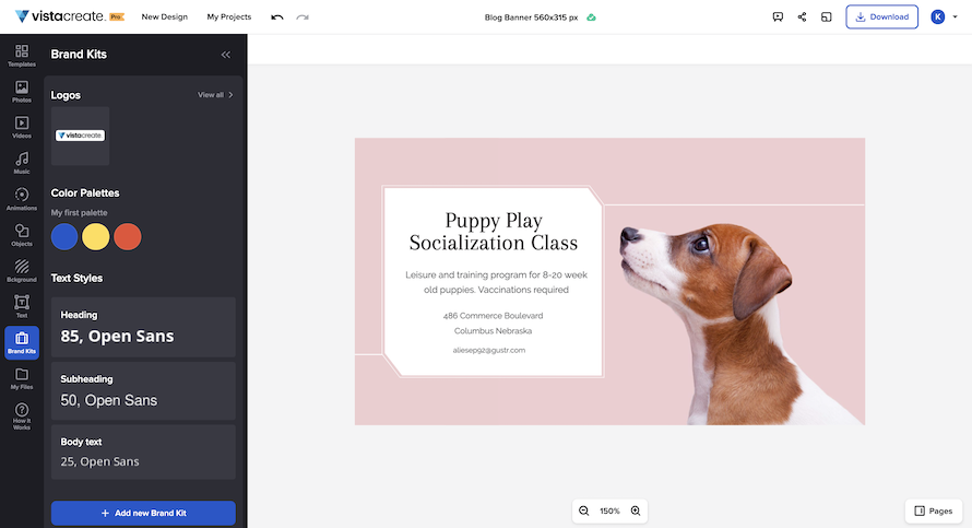 screenshot of VistaCreate