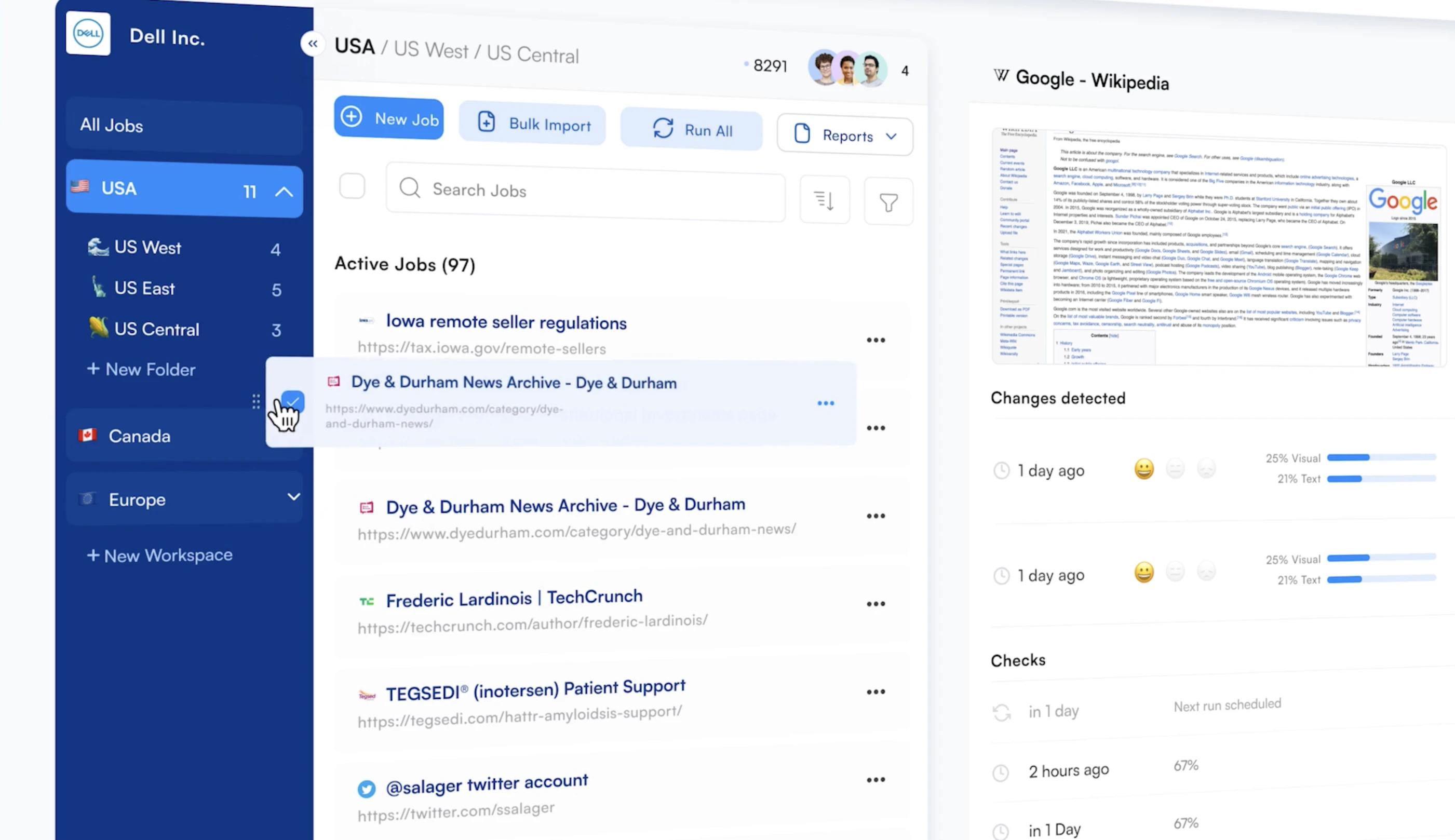 screenshot of Visualping