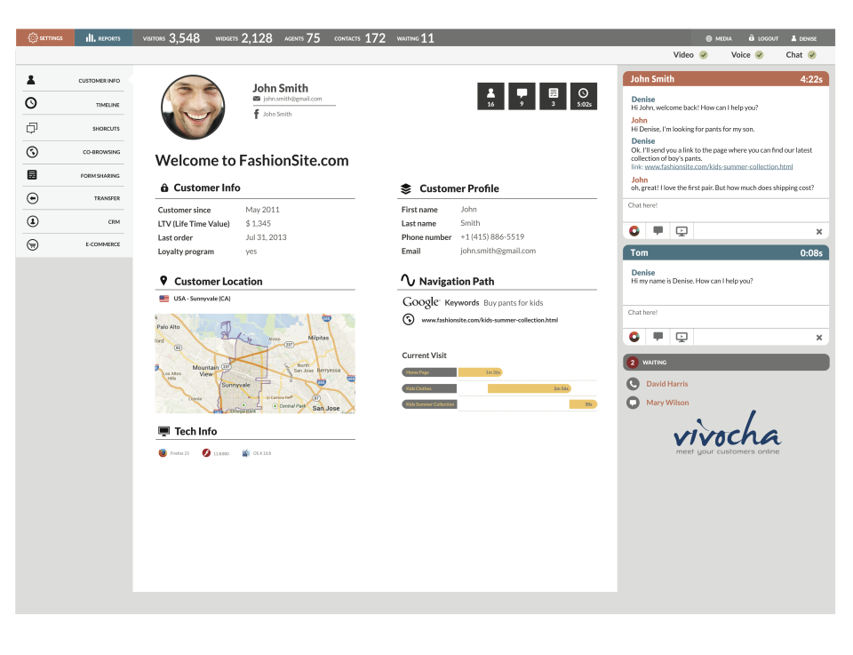 screenshot of Vivocha