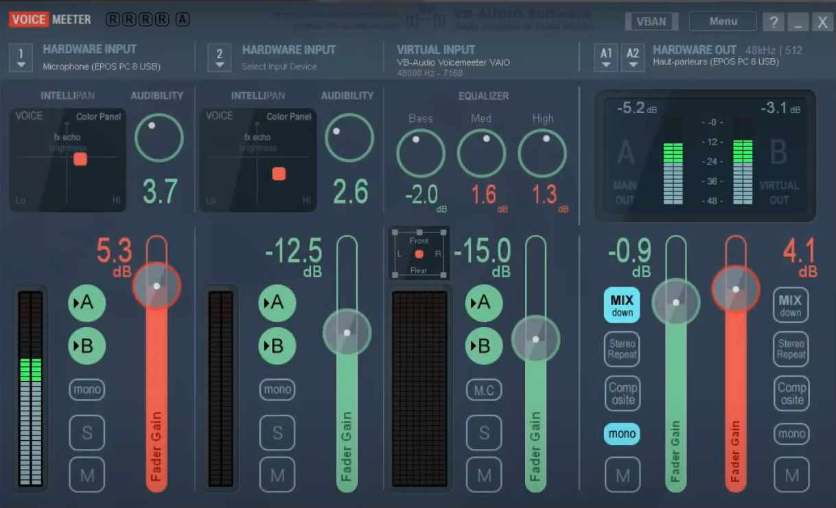 screenshot of VoiceMeeter