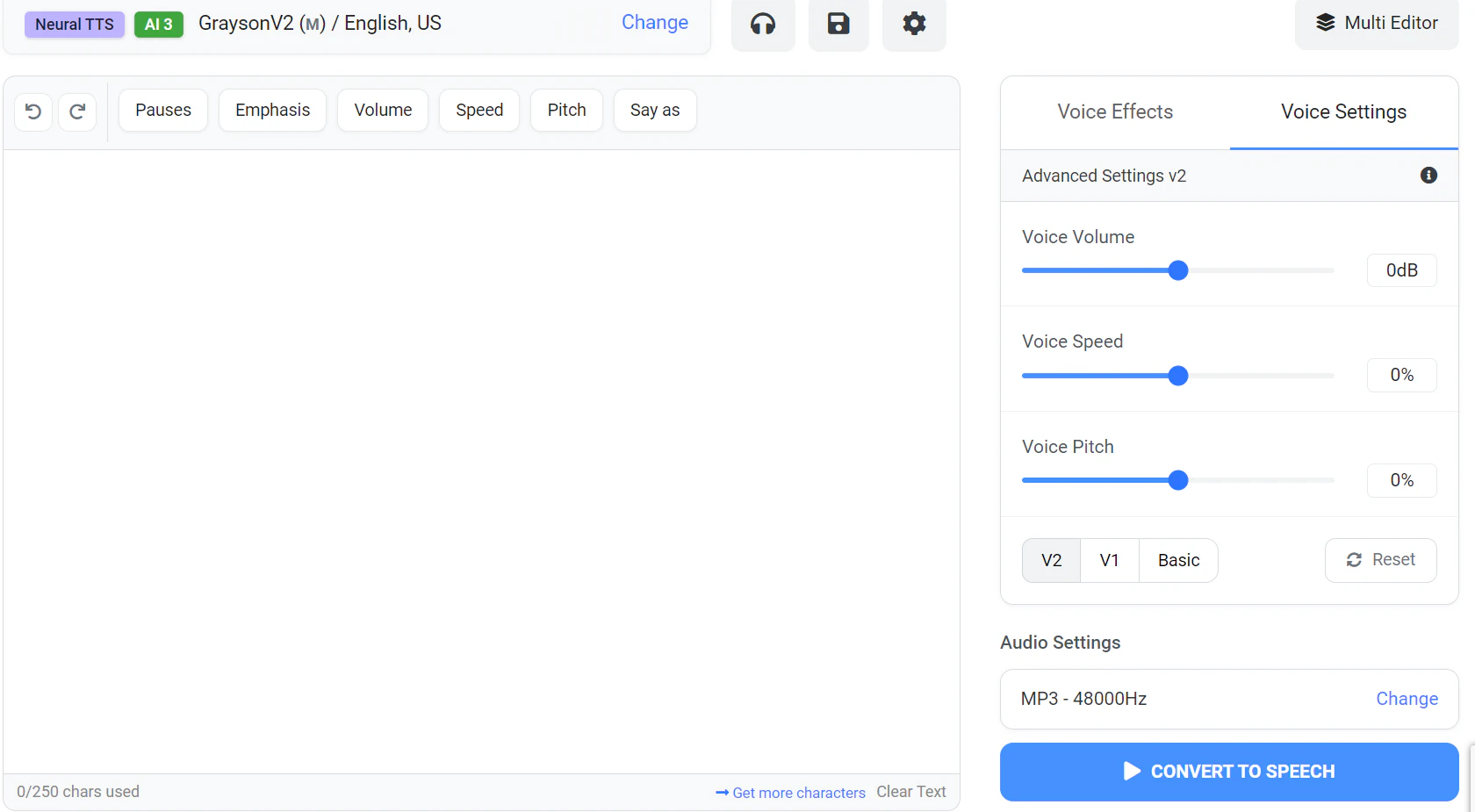screenshot of Voicemaker