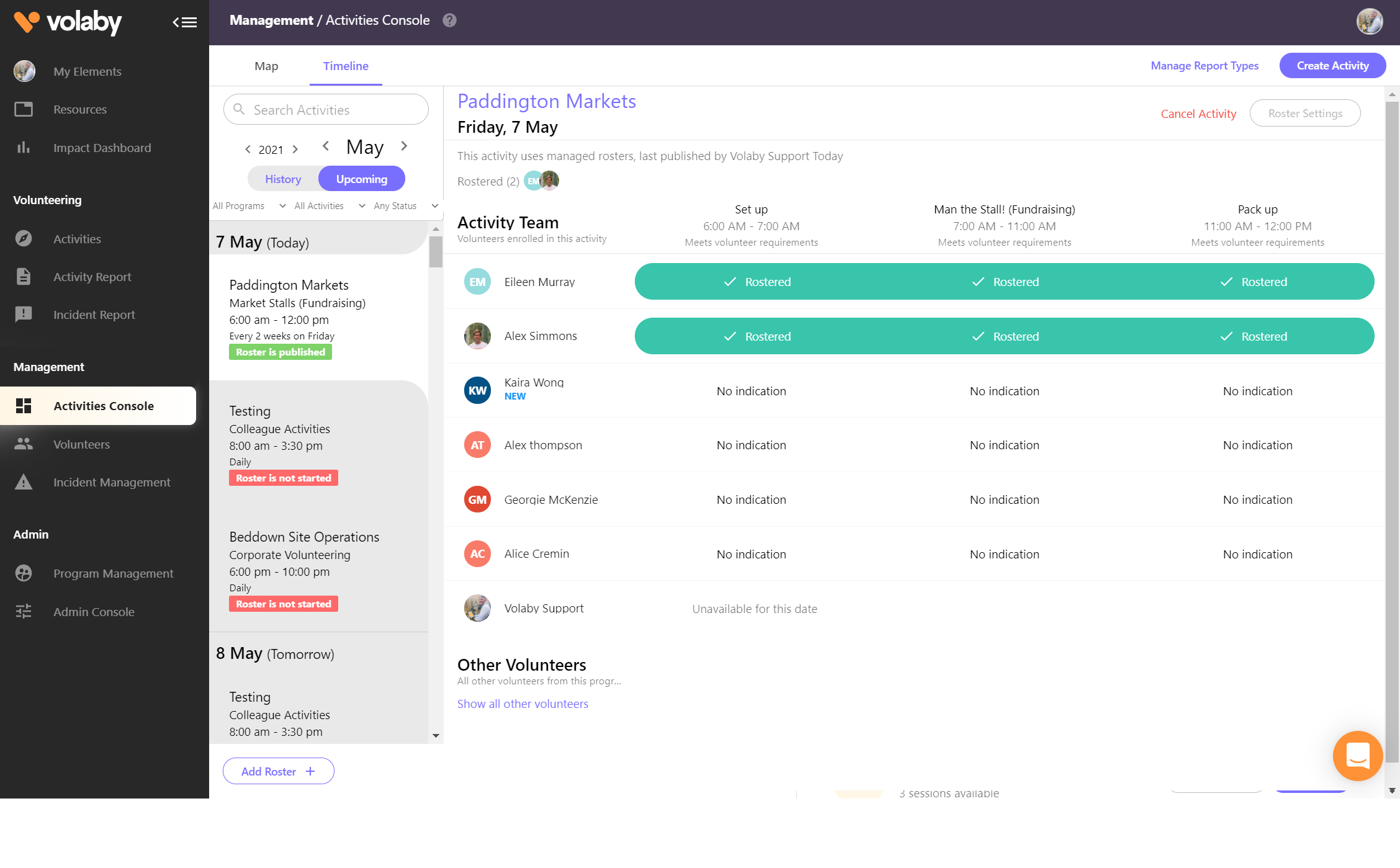 screenshot of Volaby