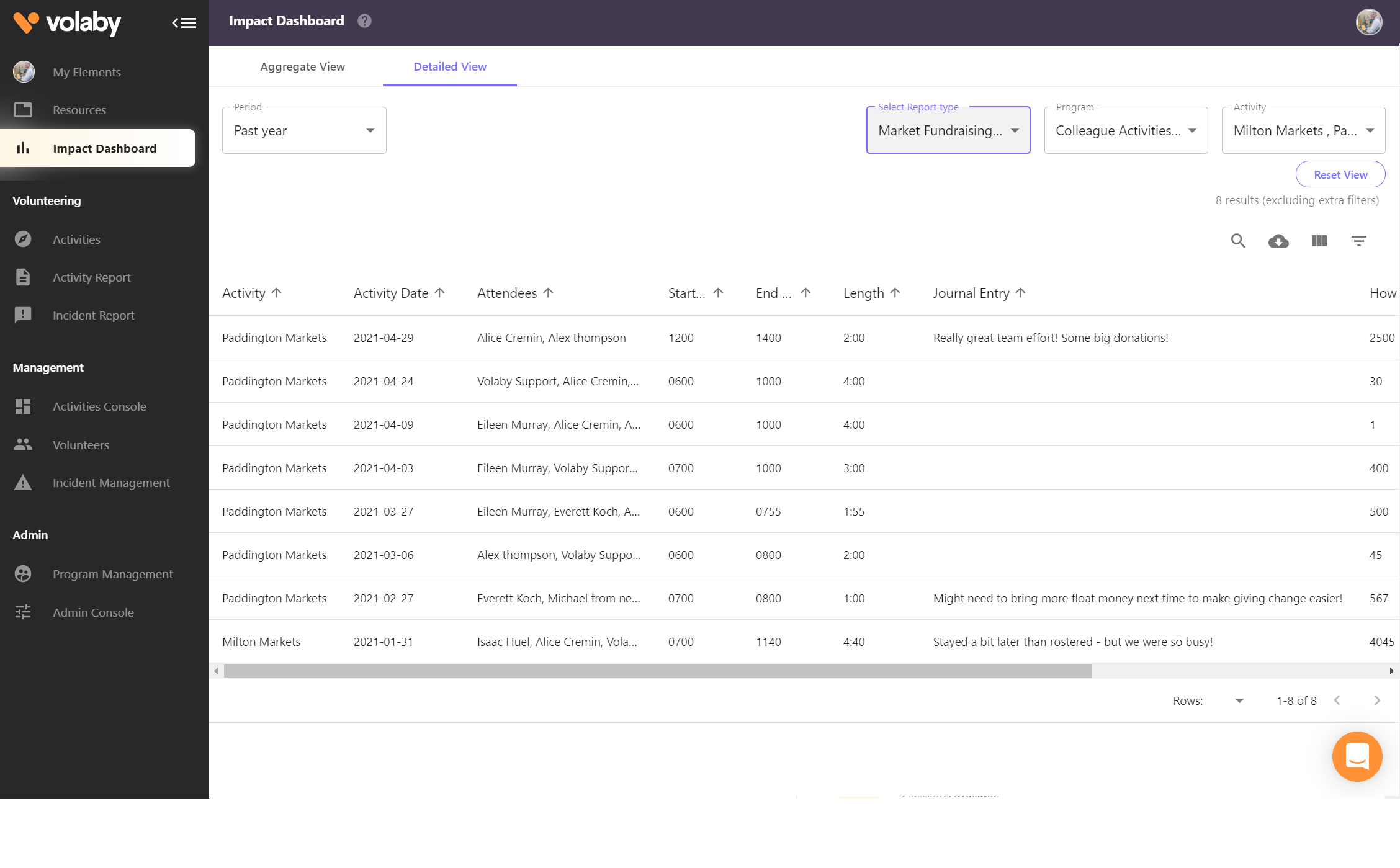 screenshot of Volaby
