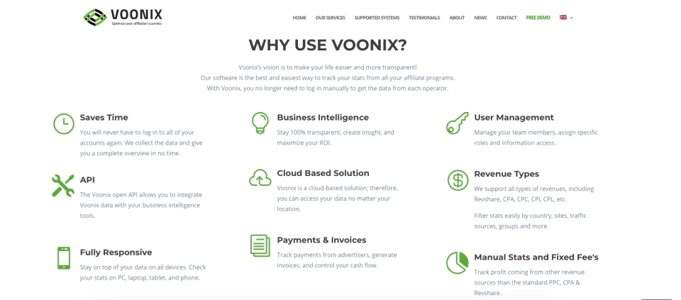 screenshot of Voonix
