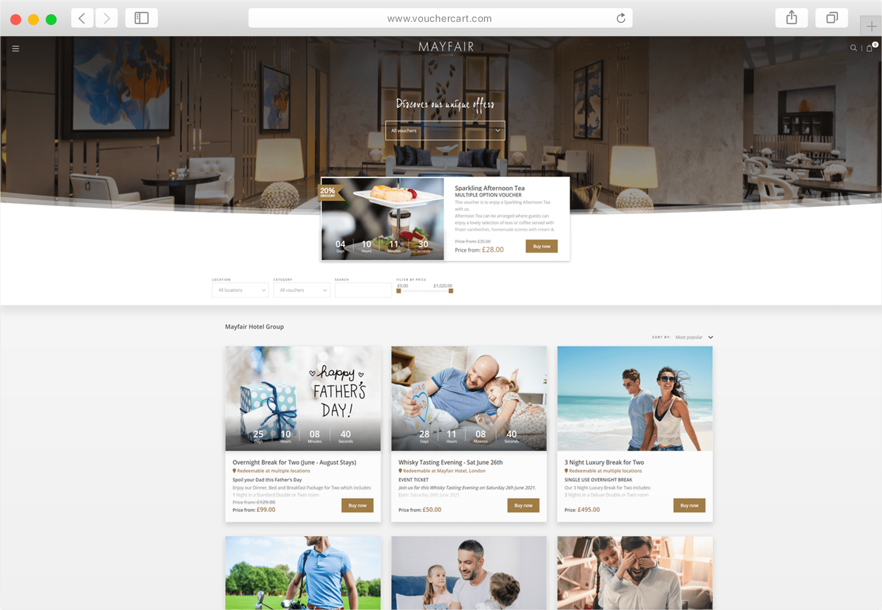 screenshot of VoucherCart